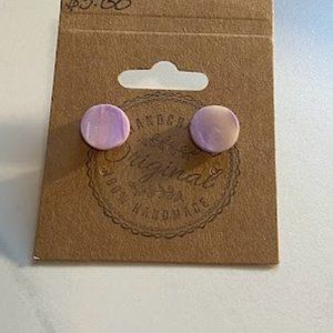 Handmade Pink & Purple Marble Post Earrings